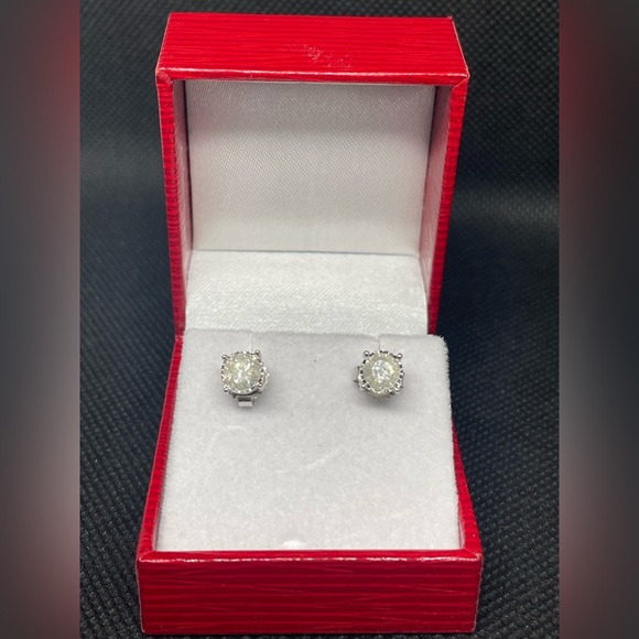 Sale ✨ GIA Certified • 1.12CTW Genuine Natural Diamond Stud Earrings in 10K WG - Picture 4 of 11